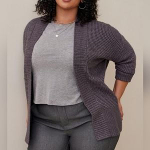 Torrid Grey Waffle Cardigan Sweater
